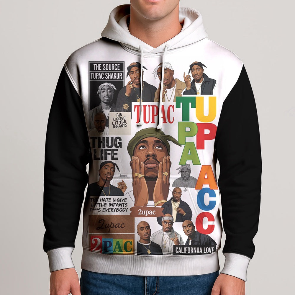 2Pac California Love Collage 3D Hoodie, Rapper 3D Hoodie, Rap Legends Hoodie