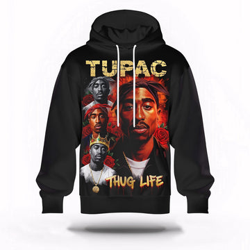 2Pac Classic Portrait 3D Hoodie, Rapper 3D Hoodie, Rap Legends Hoodie