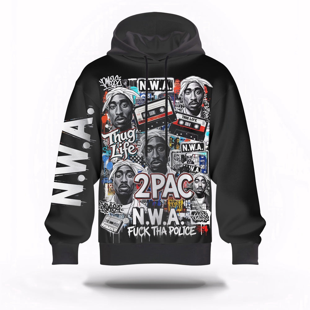 2Pac NWA Thug Life 3D Hoodie, Rapper 3D Hoodie, Rap Legends Hoodie