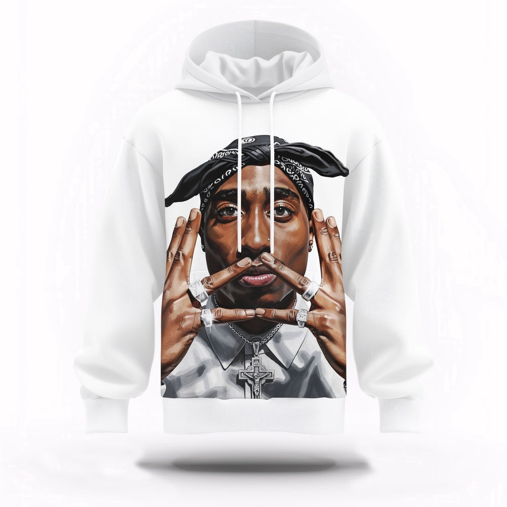 2Pac Peace Sign Portrait 3D Hoodie, Rapper 3D Hoodie, Rap Legends Hoodie