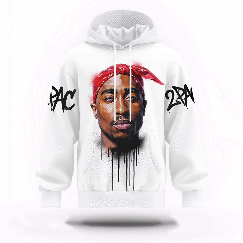 2Pac Red Bandana Art 3D Hoodie, Rapper 3D Hoodie, Rap Legends Hoodie