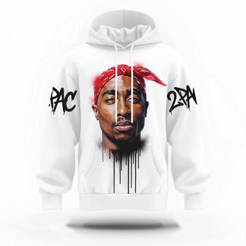 2Pac Red Bandana Art 3D Hoodie, Rapper 3D Hoodie, Rap Legends Hoodie