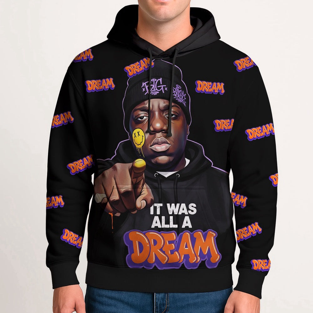 Biggie Dream All Black Hoodie, Rapper 3D Hoodie, Rap Legends Hoodie