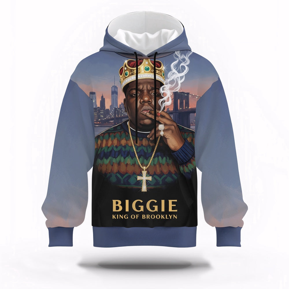 Biggie East Coast King Art Hoodie, Rapper 3D Hoodie, Rap Legends Hoodie