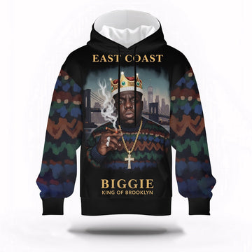 Biggie East Coast King Dark Hoodie, Rapper 3D Hoodie, Rap Legends Hoodie