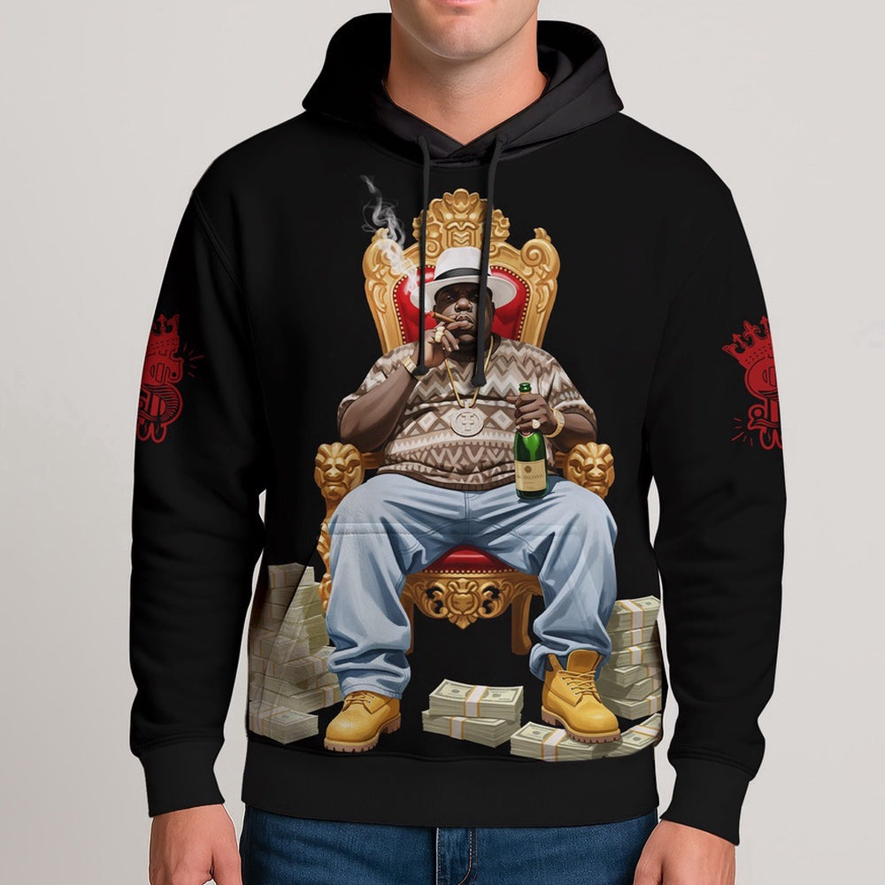 Biggie King Throne Money Hoodie, Rapper 3D Hoodie, Rap Legends Hoodie