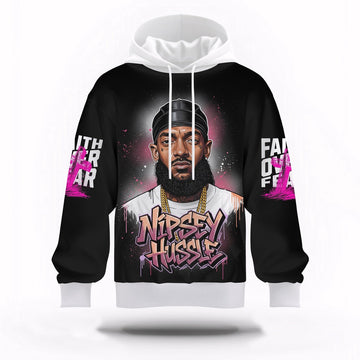 Nipsey Hussle Faith Over Fear Hoodie Inspirational Streetwear, Rapper 3D Hoodie, Rap Legends Hoodie