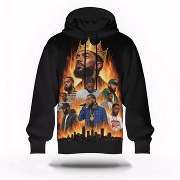 Nipsey Hussle Flames City Hoodie Powerful Rap Icon Art, Rapper 3D Hoodie, Rap Legends Hoodie