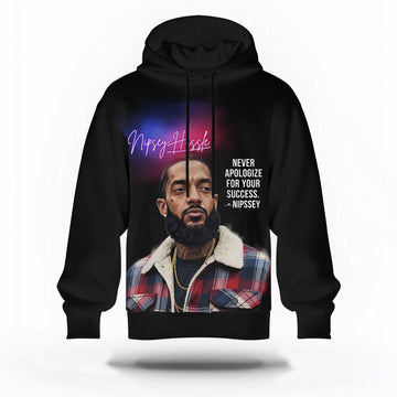 Nipsey Hussle Flannel Style Hoodie Urban Rap Legend Tribute, Rapper 3D Hoodie, Rap Legends Hoodie