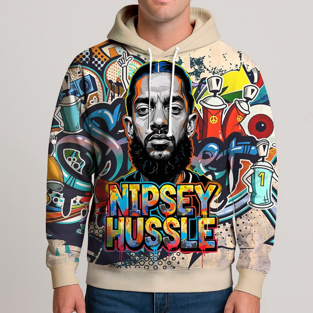 Nipsey Hussle Graffiti Art Hoodie Bold Streetwear Tribute, Rapper 3D Hoodie, Rap Legends Hoodie