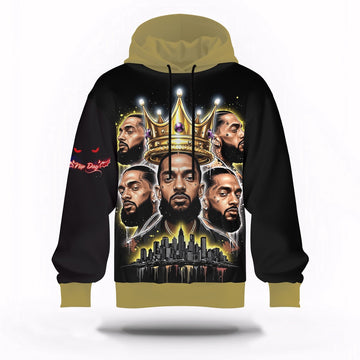 Nipsey Hussle King Tribute Hoodie Crown Legacy Edition, Rapper 3D Hoodie, Rap Legends Hoodie