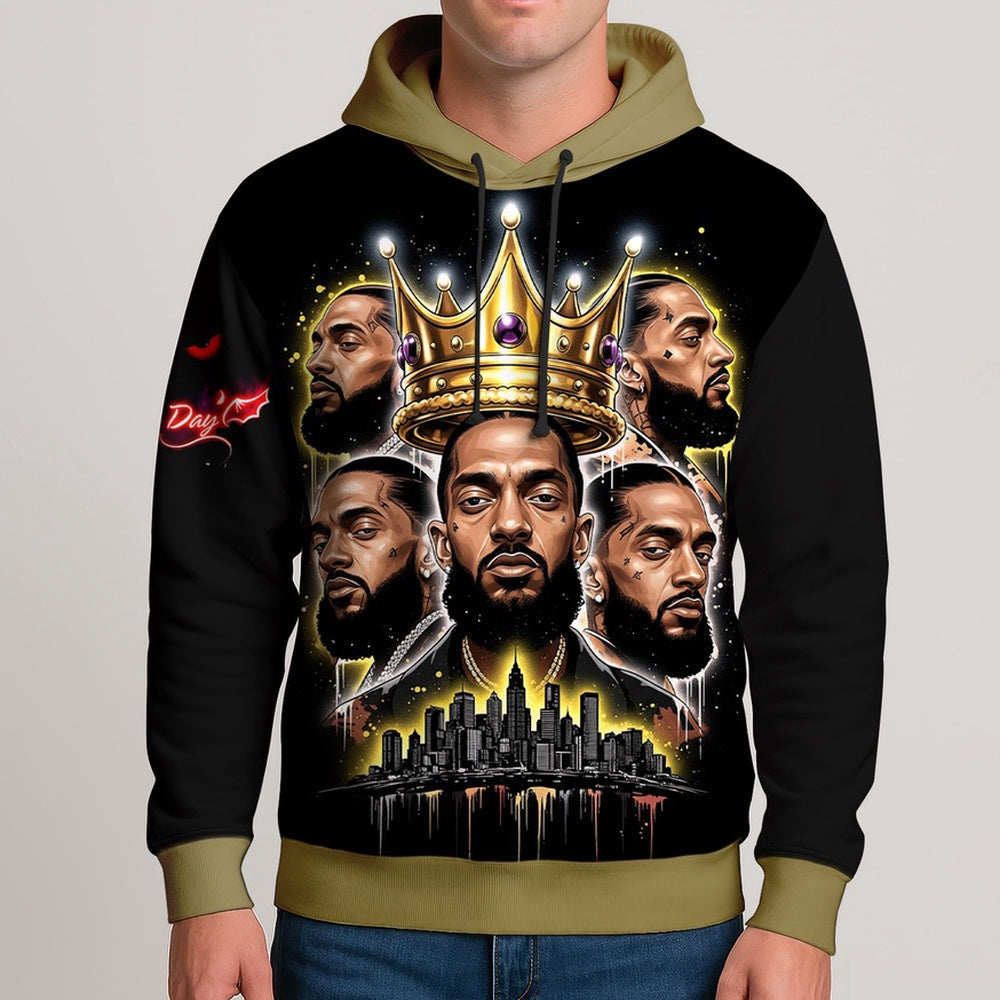 Nipsey Hussle King Tribute Hoodie Crown Legacy Edition, Rapper 3D Hoodie, Rap Legends Hoodie