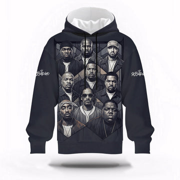 Rap Legends Black White Hoodie, Rapper 3D Hoodie, Rap Legends Hoodie