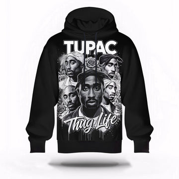 Tupac Black White Roses 3D Hoodie, Rapper 3D Hoodie, Rap Legends Hoodie