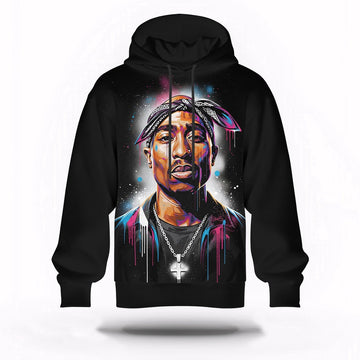 Tupac Blue Highlight Art 3D Hoodie, Rapper 3D Hoodie, Rap Legends Hoodie