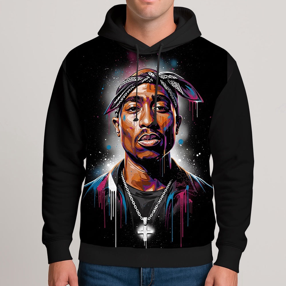 Tupac Blue Highlight Art 3D Hoodie, Rapper 3D Hoodie, Rap Legends Hoodie