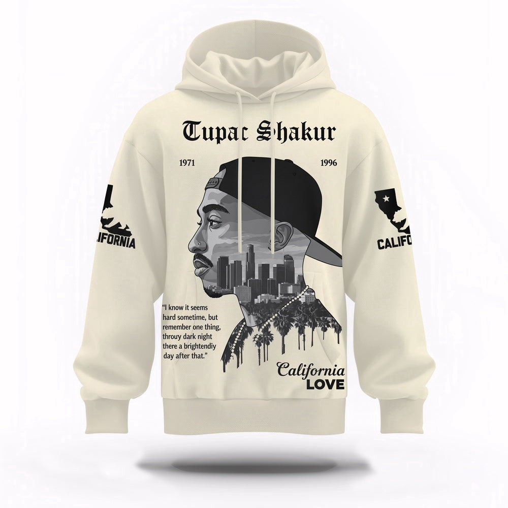 Tupac California Love Sepia Hoodie, Rapper 3D Hoodie, Rap Legends Hoodie