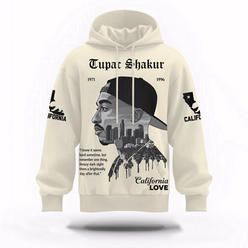 Tupac California Love Sepia Hoodie, Rapper 3D Hoodie, Rap Legends Hoodie