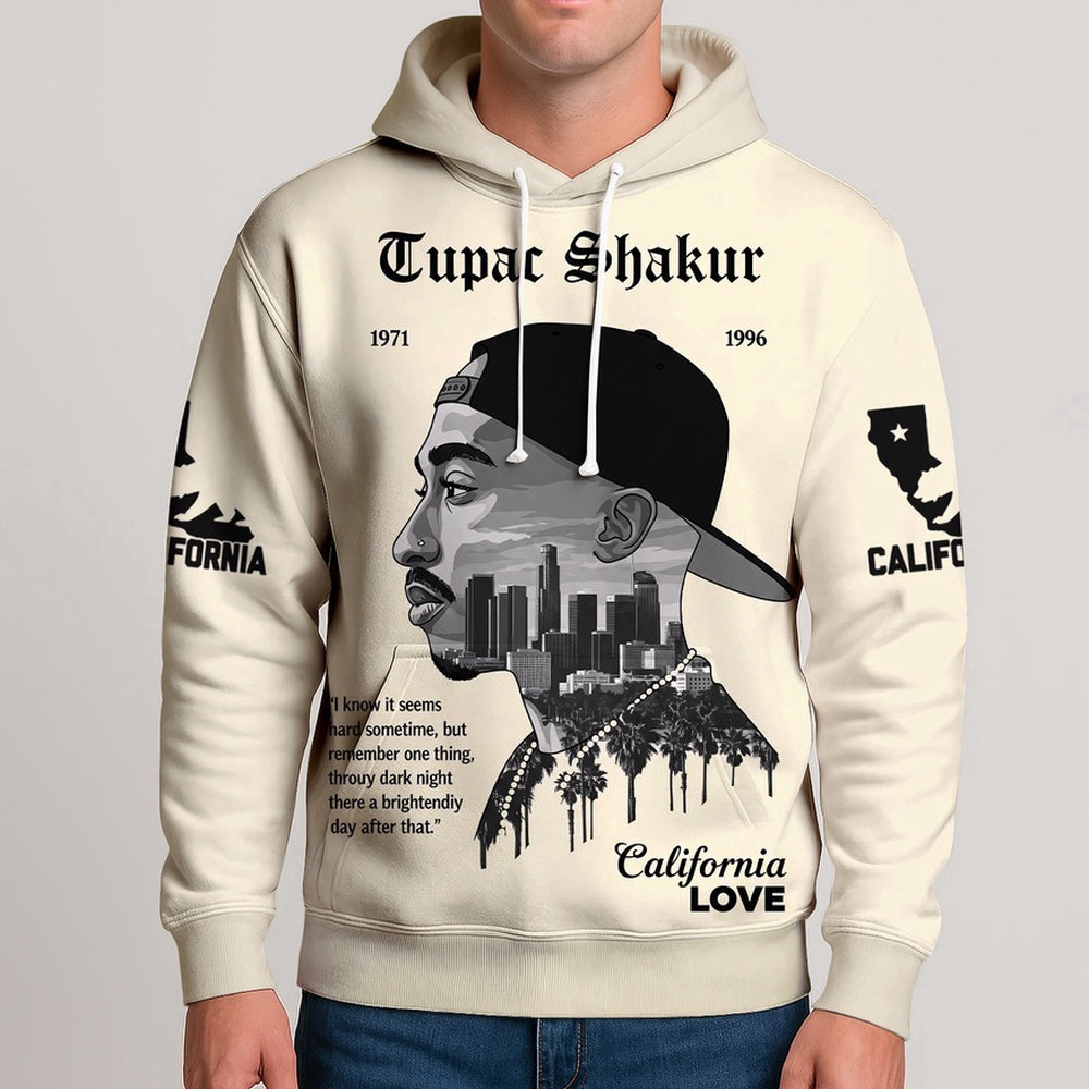 Tupac California Love Sepia Hoodie, Rapper 3D Hoodie, Rap Legends Hoodie