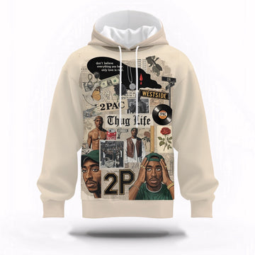 Tupac Collage Black Records Hoodie, Rapper 3D Hoodie, Rap Legends Hoodie