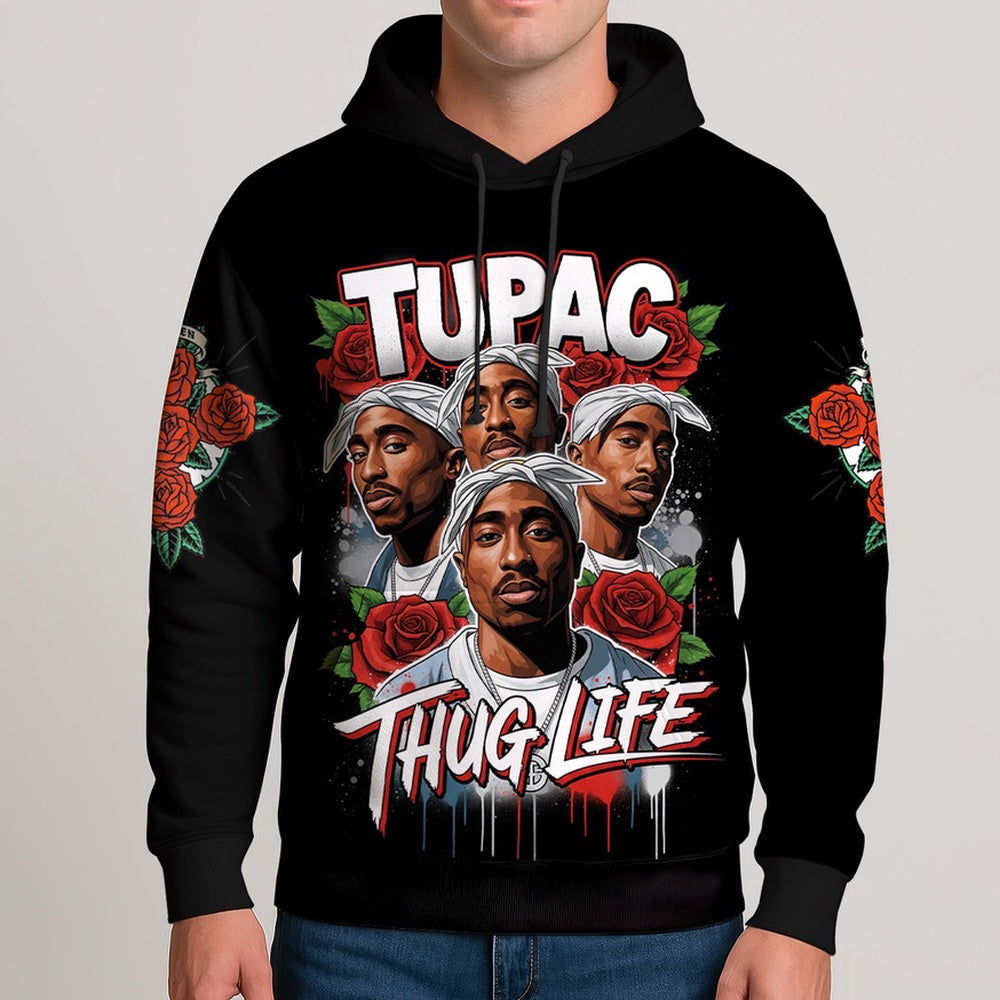 Tupac Cross Hands Hoodie, Rapper 3D Hoodie, Rap Legends Hoodie