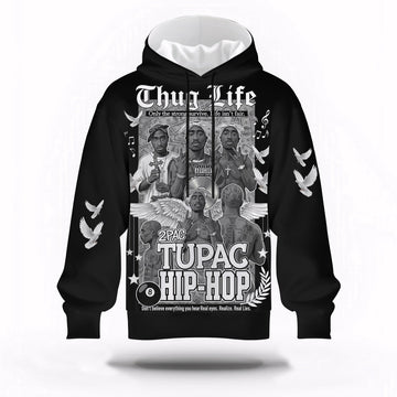 Tupac Hip Hop Thug Life Angel Hoodie, Rapper 3D Hoodie, Rap Legends Hoodie