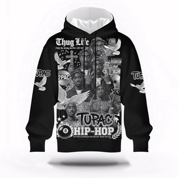 Tupac Hip Hop Thug Life Collage Hoodie, Rapper 3D Hoodie, Rap Legends Hoodie