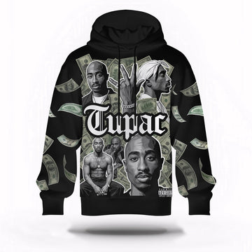 Tupac Montage Black White Hoodie, Rapper 3D Hoodie, Rap Legends Hoodie