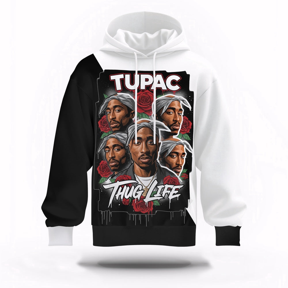 Tupac Roses Thug Life 3D Hoodie, Rapper 3D Hoodie, Rap Legends Hoodie
