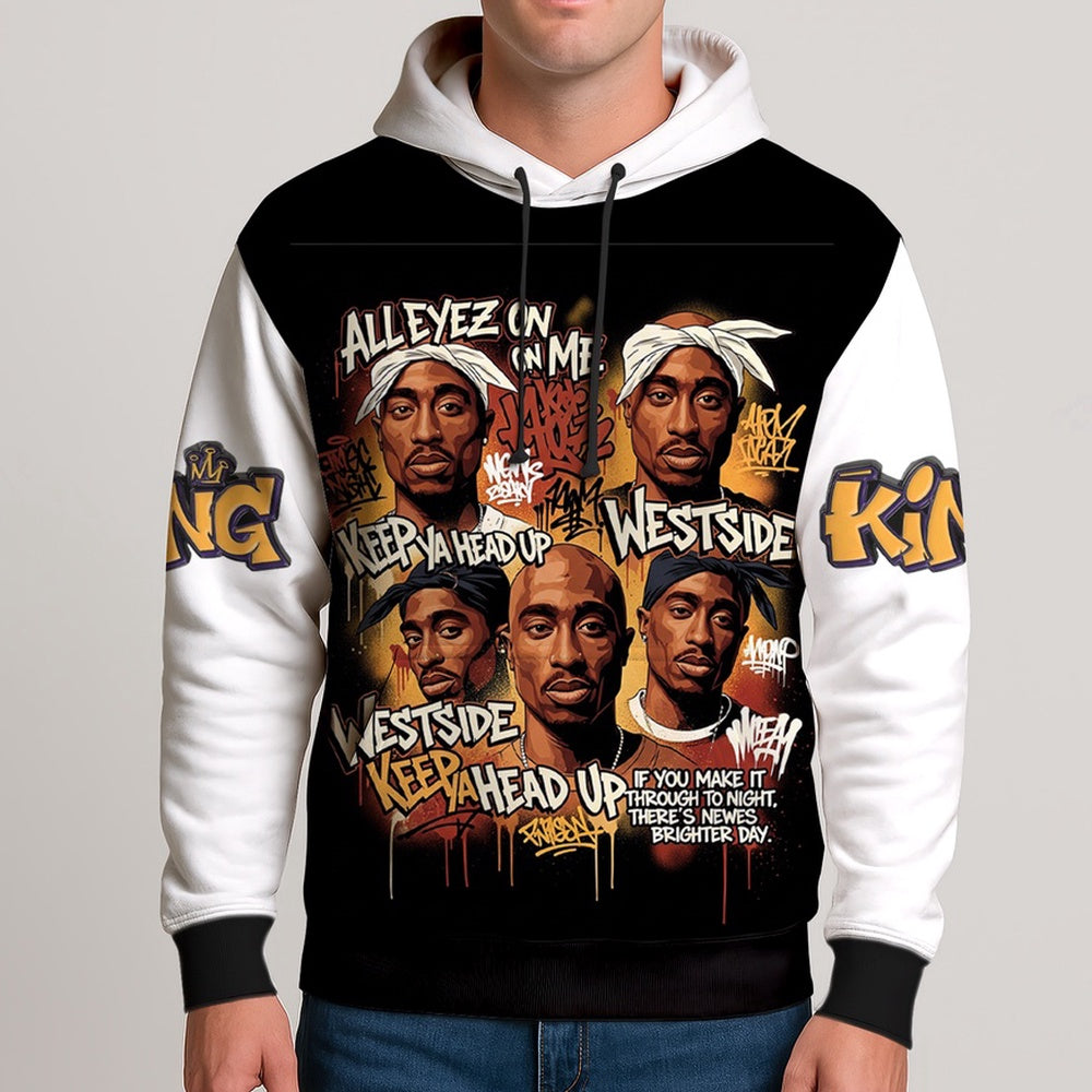 Tupac Shakur Colorful Graffiti Hoodie, Rapper 3D Hoodie, Rap Legends Hoodie