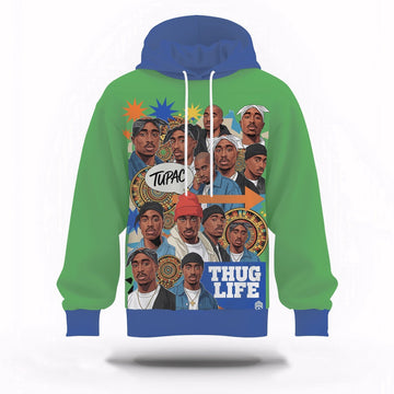 Tupac Thug Life Crew Graphic 3D Hoodie, Rapper 3D Hoodie, Rap Legends Hoodie