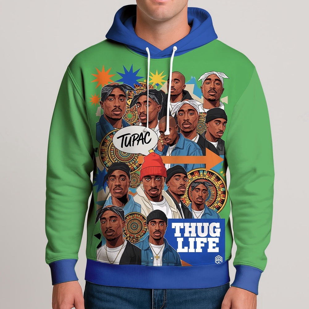 Tupac Thug Life Crew Graphic 3D Hoodie, Rapper 3D Hoodie, Rap Legends Hoodie