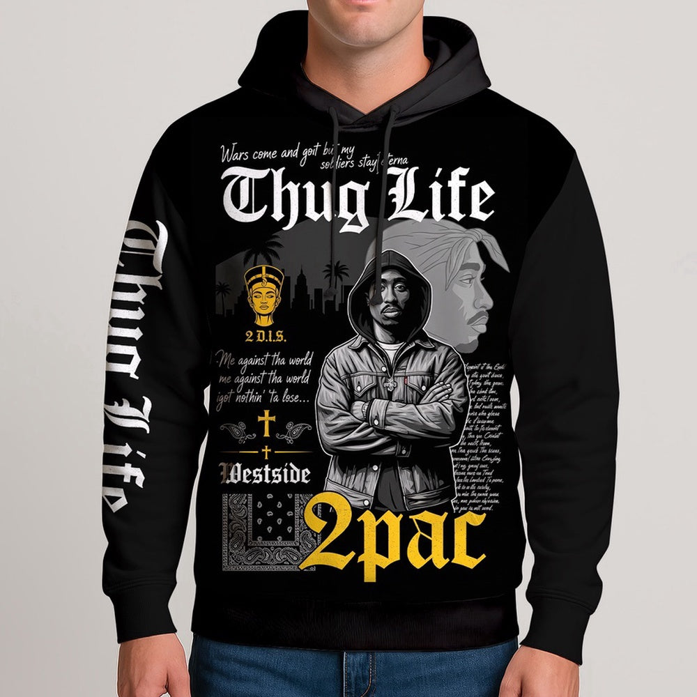 Tupac Thug Life Cross Hoodie, Rapper 3D Hoodie, Rap Legends Hoodie