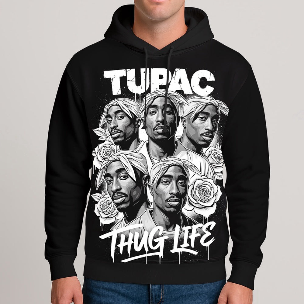 Tupac Thug Life Group Collage 3D Hoodie, Rapper 3D Hoodie, Rap Legends Hoodie