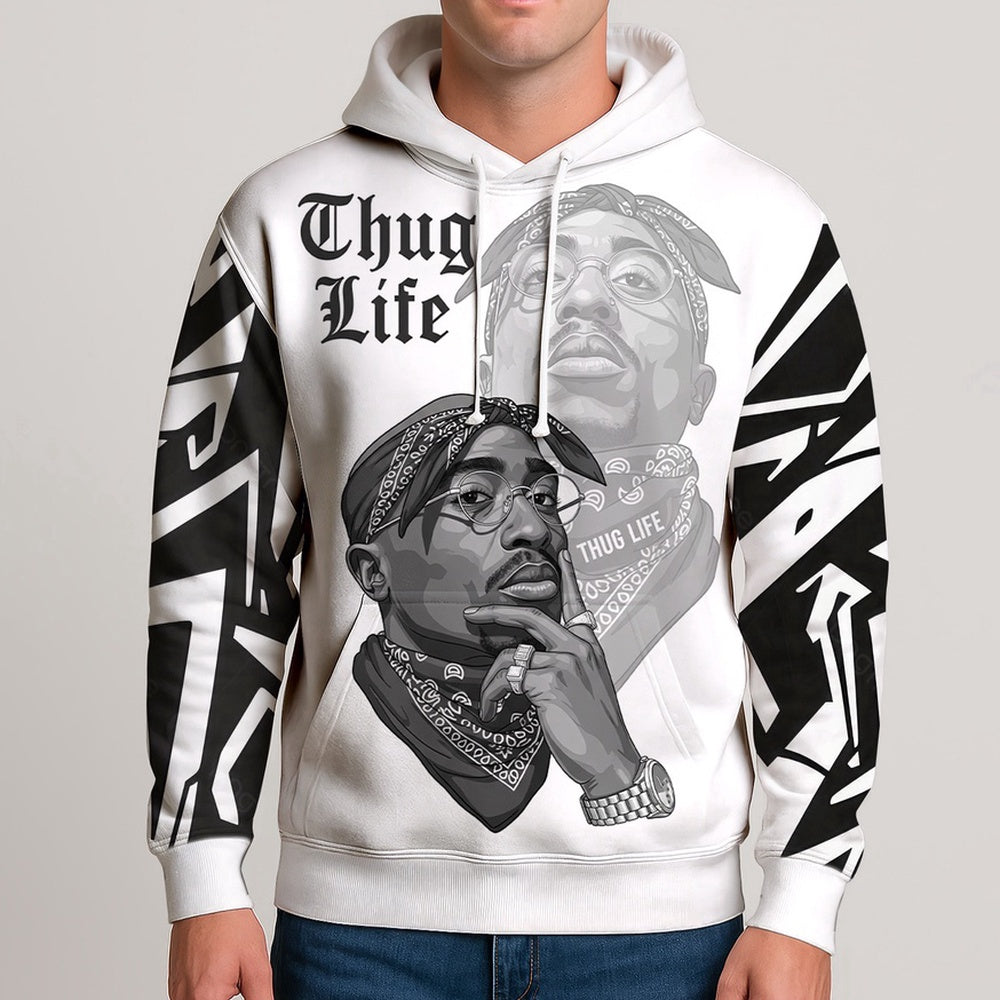Tupac Thug Life Shadow Hoodie, Rapper 3D Hoodie, Rap Legends Hoodie