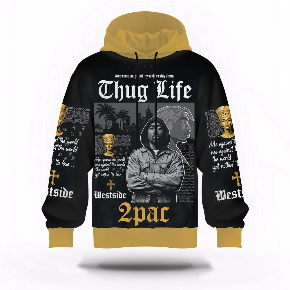 Tupac Thug Life Vintage Hoodie, Rapper 3D Hoodie, Rap Legends Hoodie