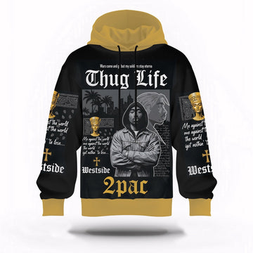Tupac Thug Life Vintage Hoodie, Rapper 3D Hoodie, Rap Legends Hoodie